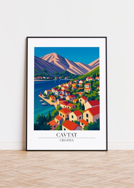 Cavtat Croatia Hillside Village Bay Lighthouse Seaside Travel Poster