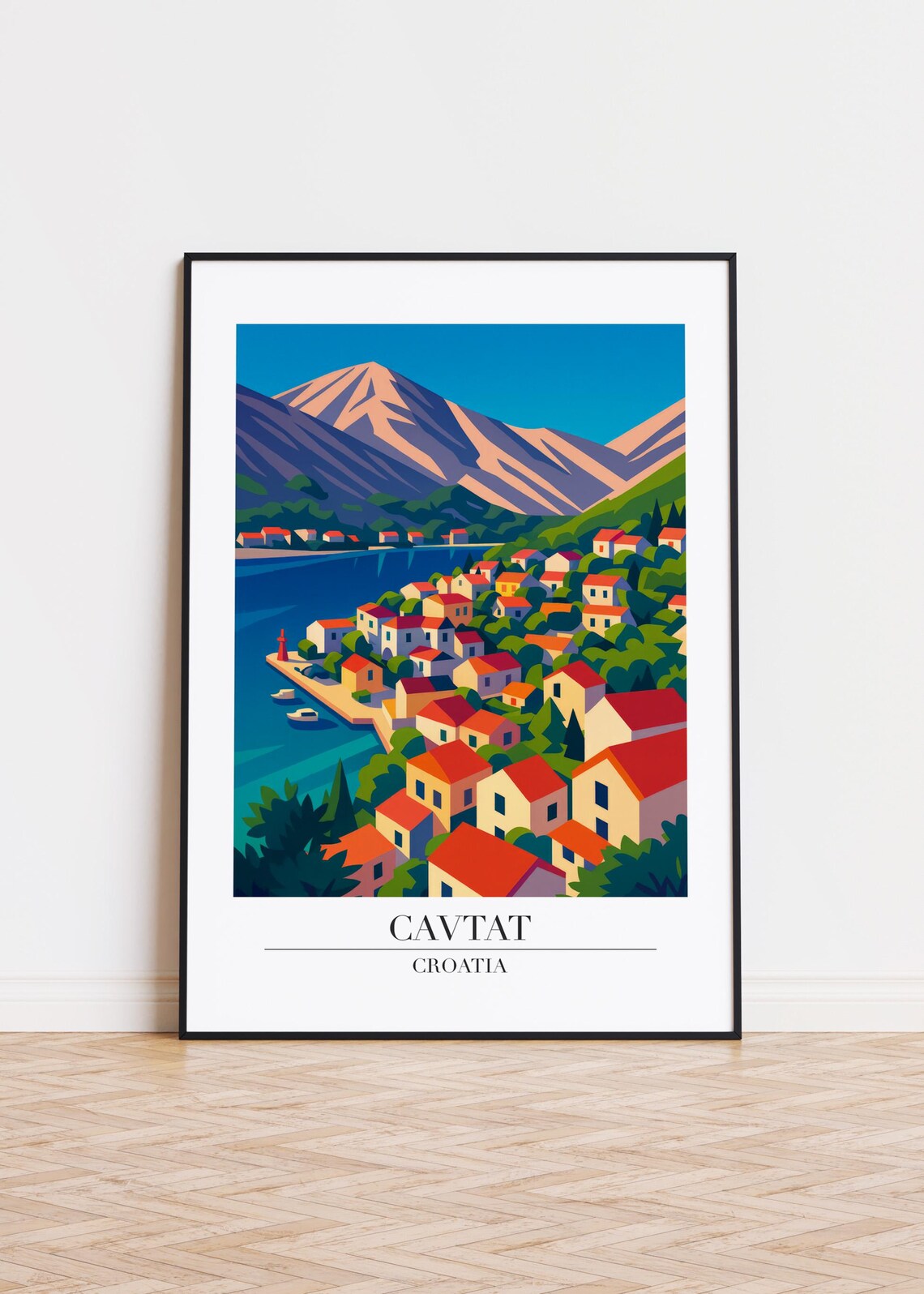Cavtat Croatia Hillside Village Bay Lighthouse Seaside Travel Poster