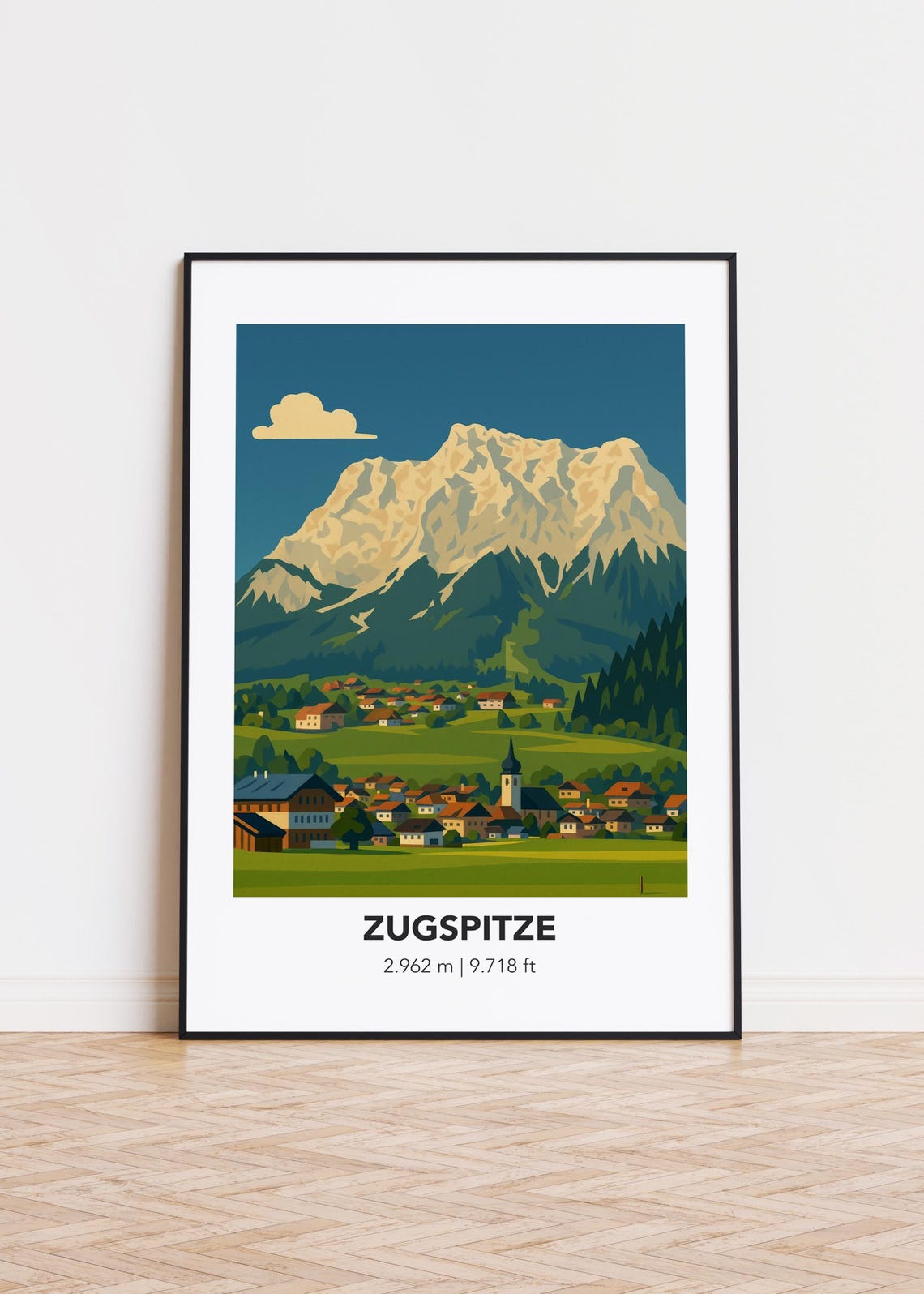Zugspitze Poster, Mountain Art Print