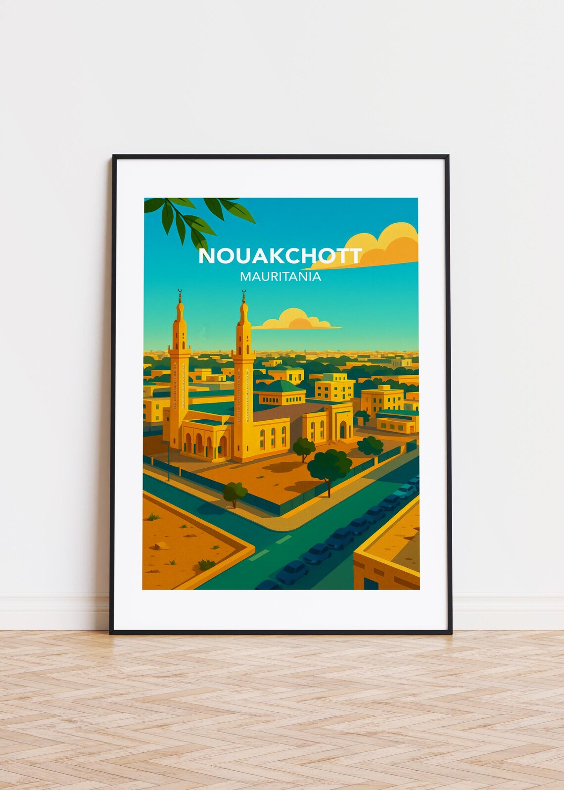 Nouakchott Mauritania Mosque City Travel Illustration Poster