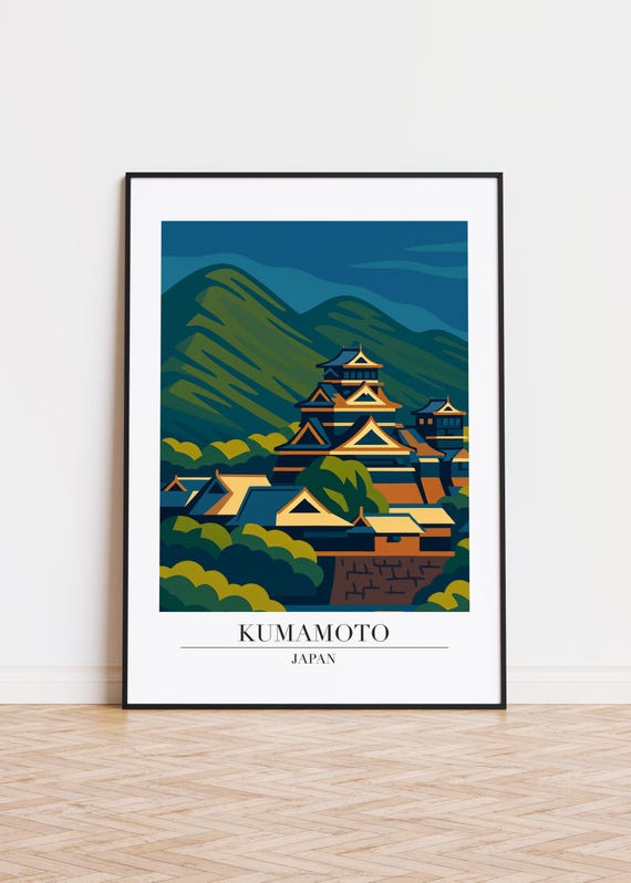 Kumamoto City Modern Travel Poster