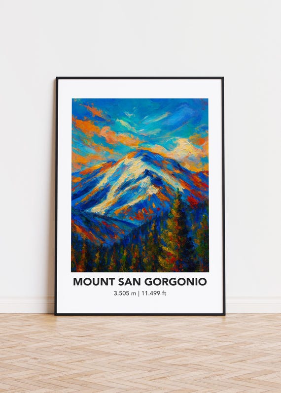 Mount San Gorgonio Poster Modern Oil Painting Style Mountain Art Print