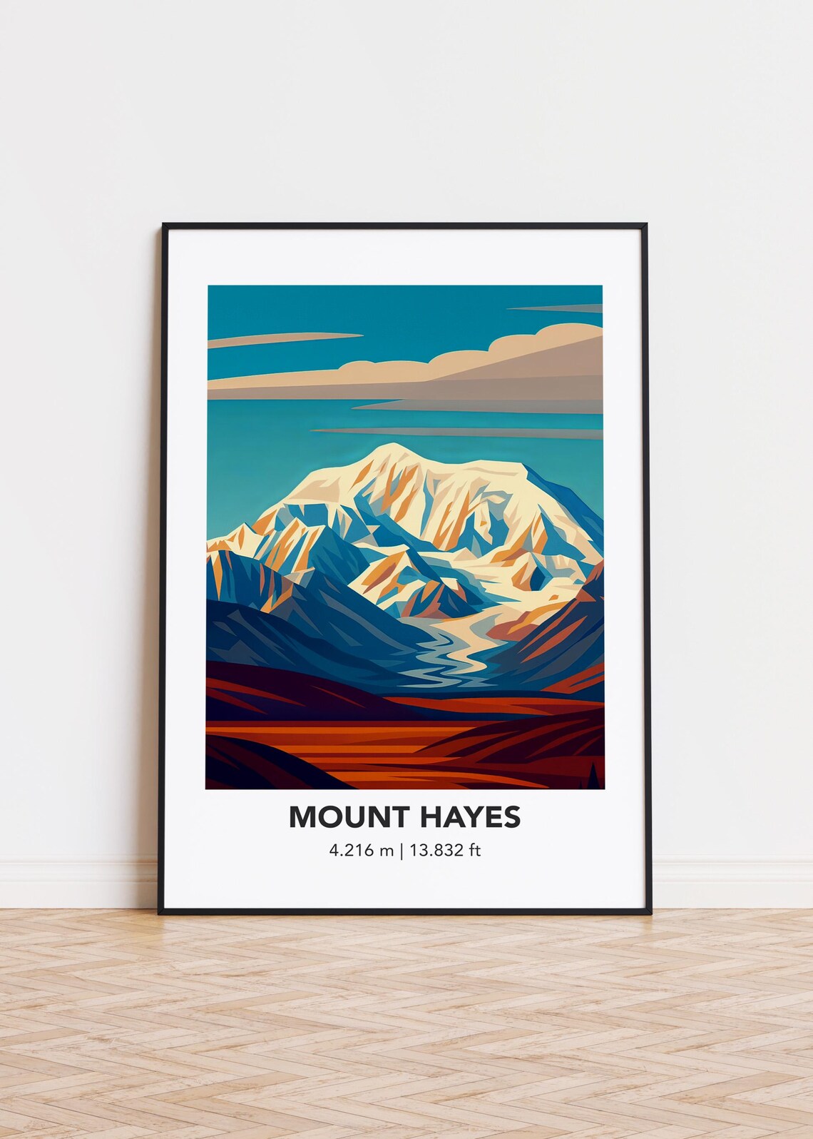 Mount Hayes Modern Mountain Illustration Art Print
