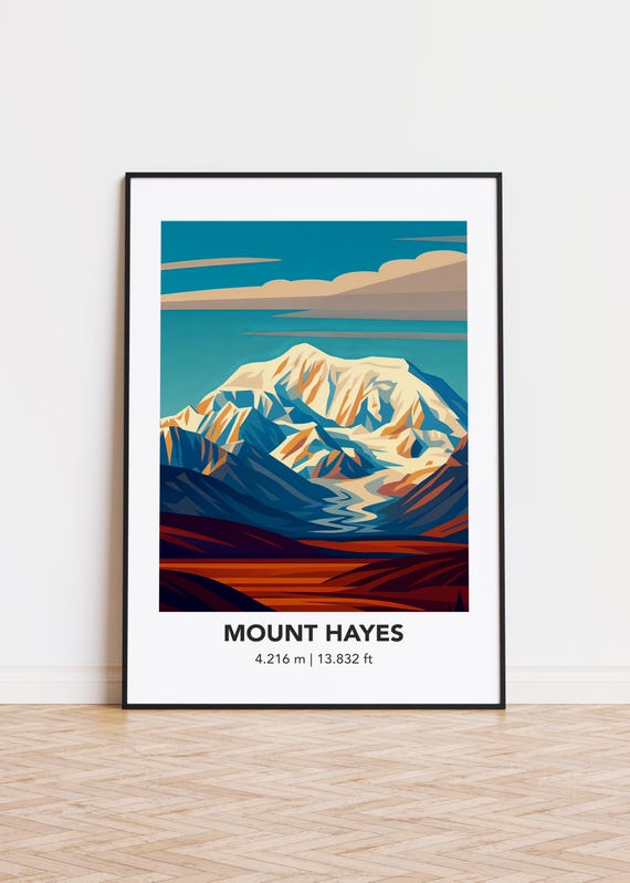 Mount Hayes Modern Mountain Illustration Art Print