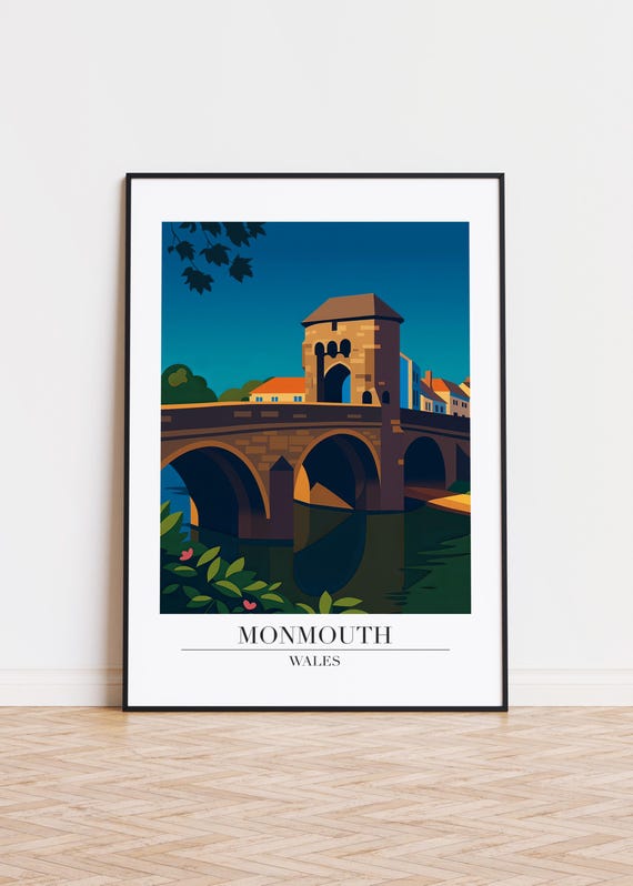 Monmouth Wales Poster Modern Illustration Art Print