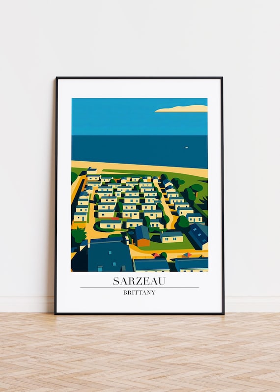 Sarzeau Brittany France Coastal Village Travel Illustration Poster