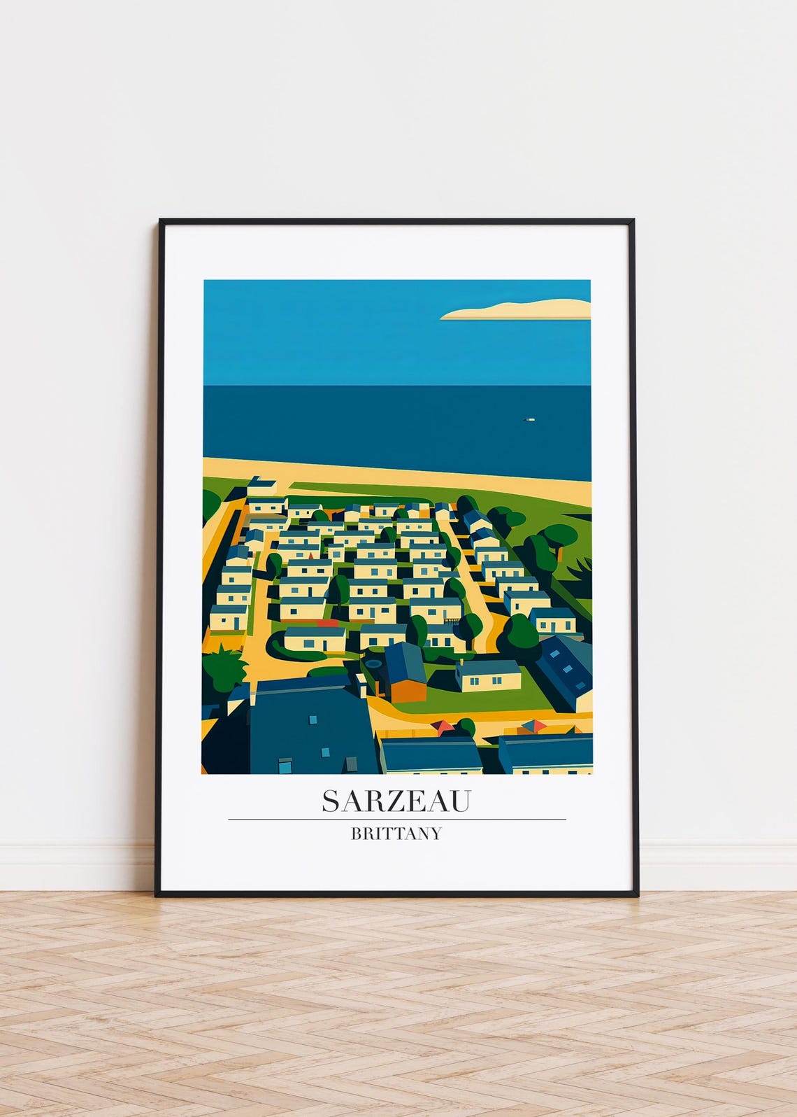 Sarzeau Brittany France Coastal Village Travel Illustration Poster