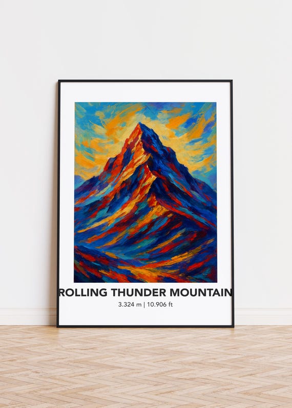 Rolling Thunder Mountain Print Modern Oil Painting Style Art Poster
