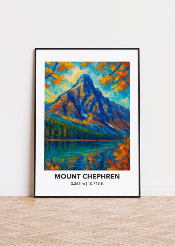 Mount Chephren Poster Modern Mountain Art Print