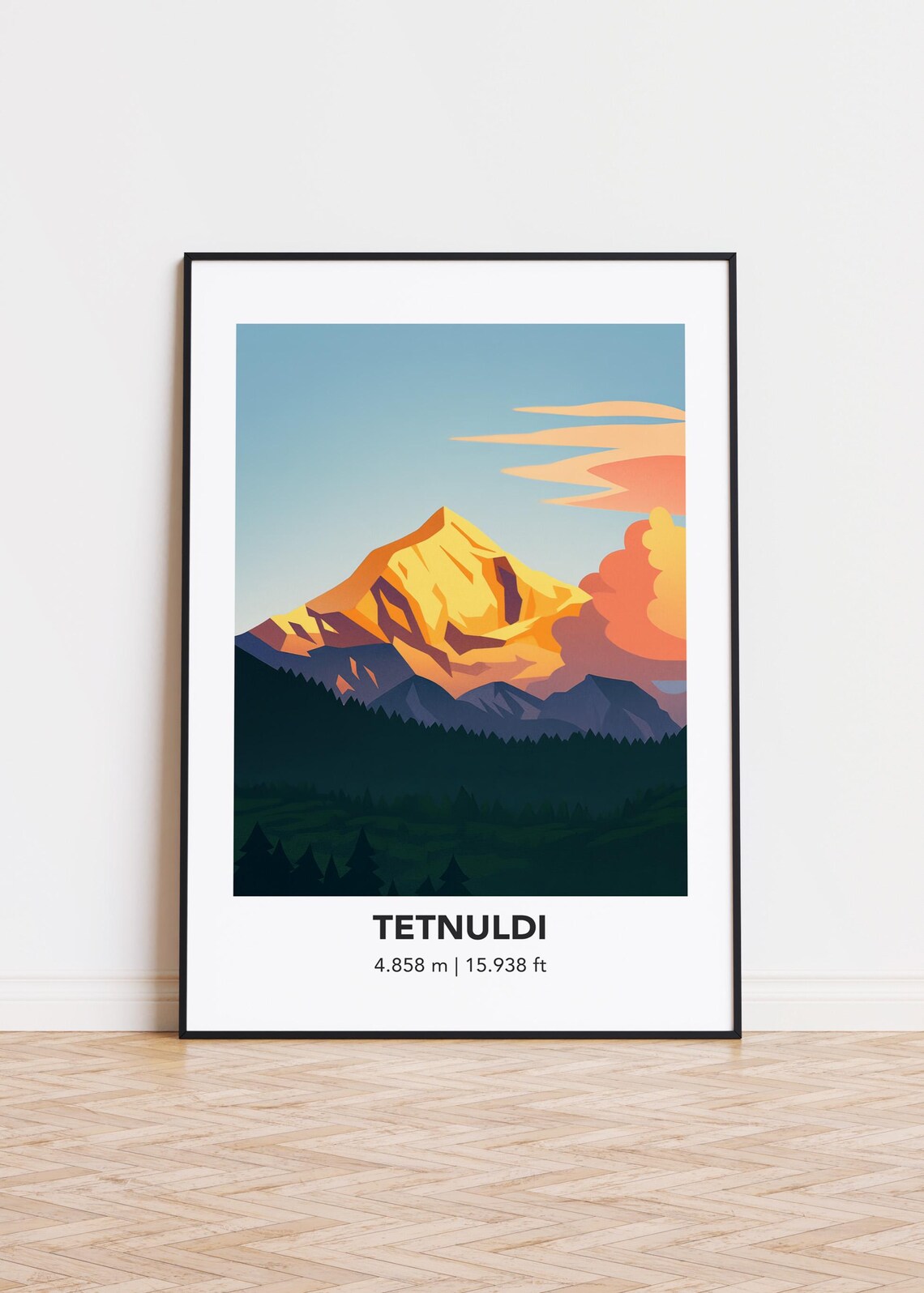 Tetnuldi Mountain Art Print, Modern Scandinavian