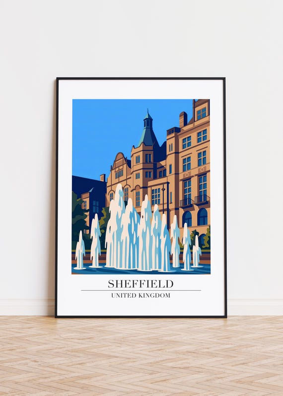 Sheffield Cityscape Poster, Modern United Kingdom Art Print