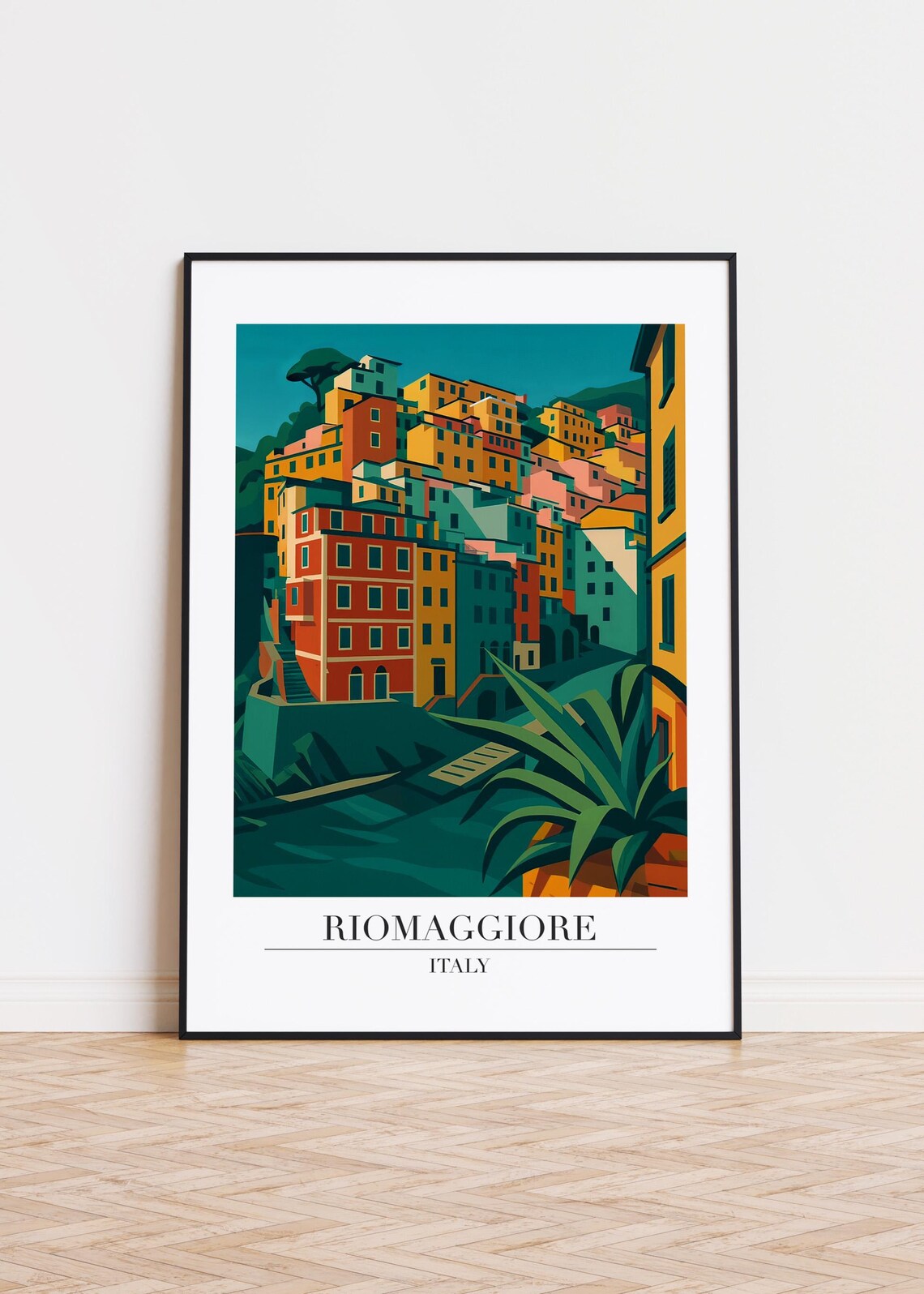Riomaggiore Italy Colorful Cliffside Village Cinque Terre Travel Poster
