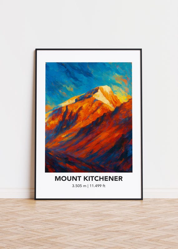 Mount Kitchener Art Print Modern Oil Painting Style Mountain Poster
