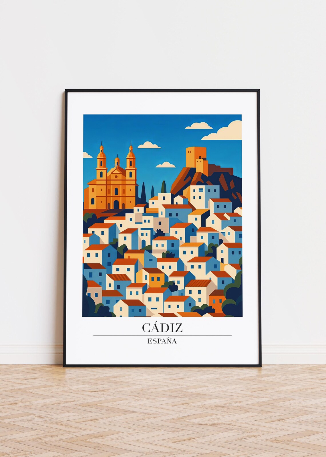 Cadiz Spain Poster, Modern City Illustration