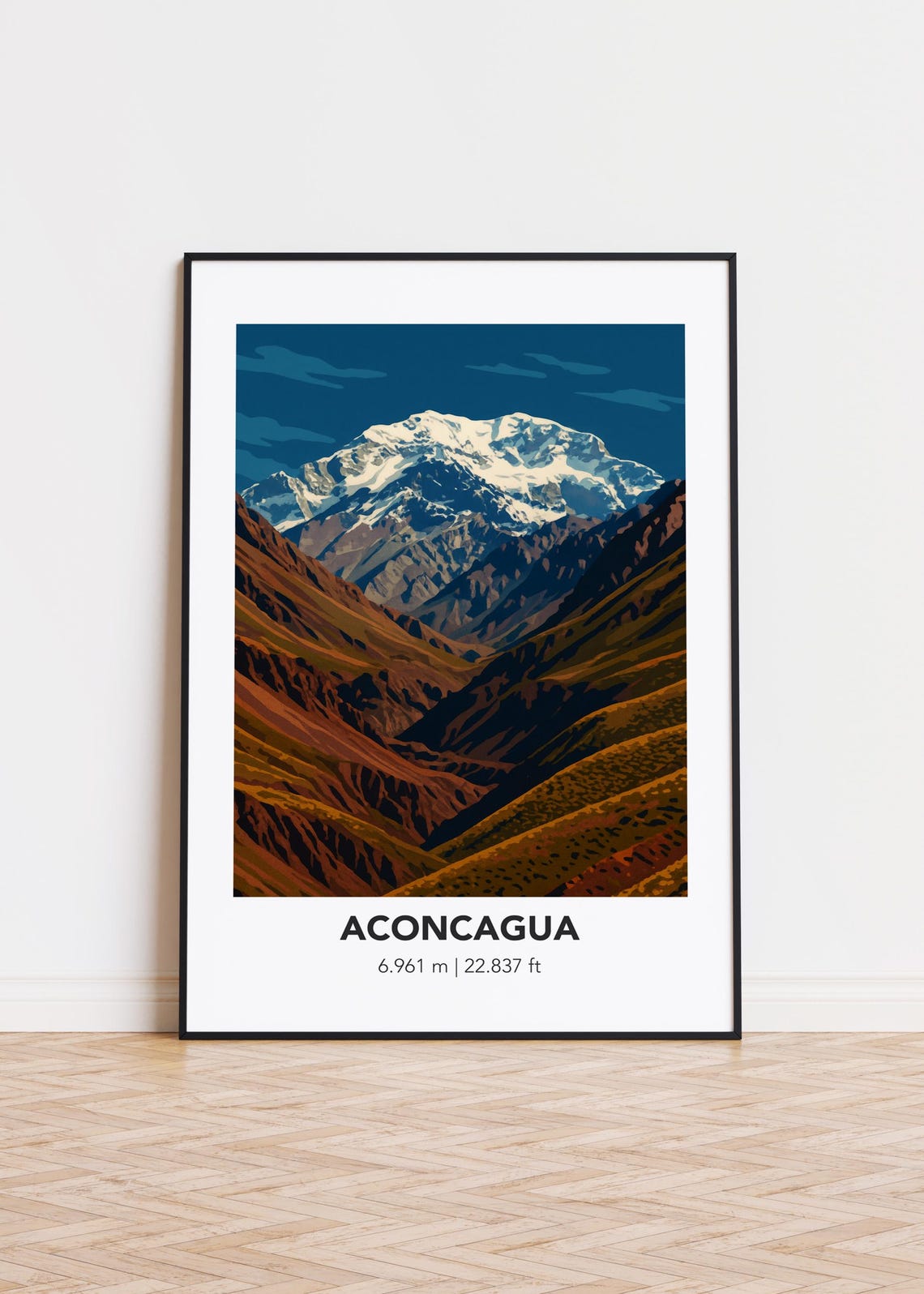 Aconcagua Poster, Mountain Illustration