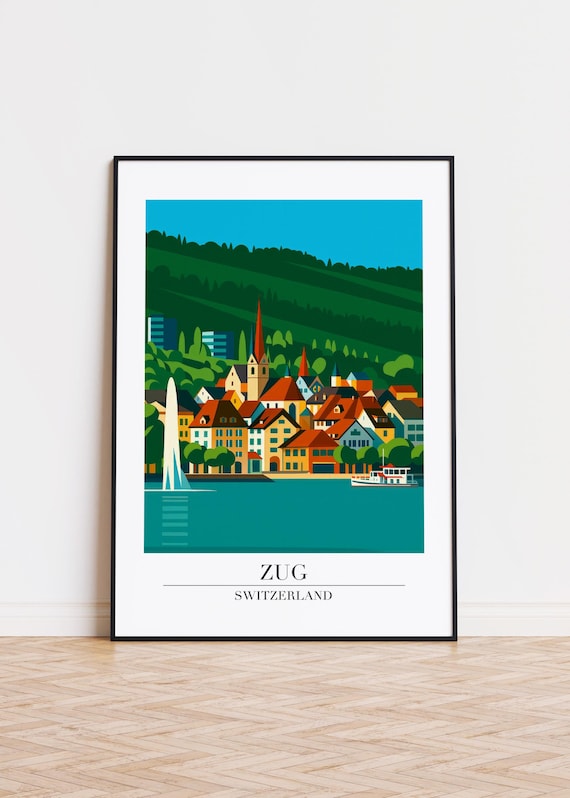 Zug Switzerland Poster Modern City Illustration