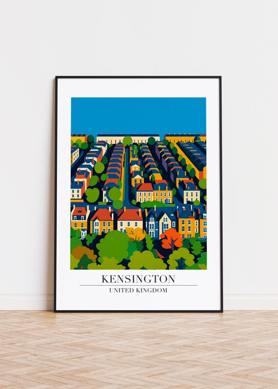 Kensington Illustration Art Print United Kingdom Travel Poster