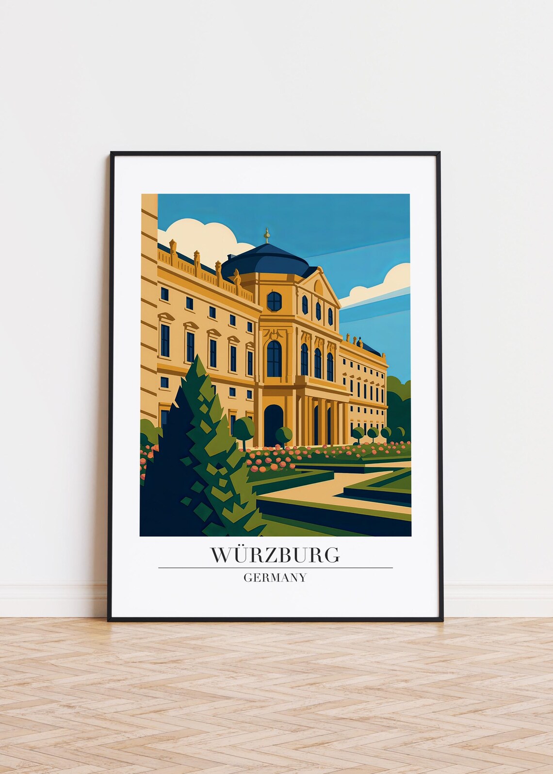 Wurzburg Germany Palace Gardens Poster Baroque Residence Travel Art
