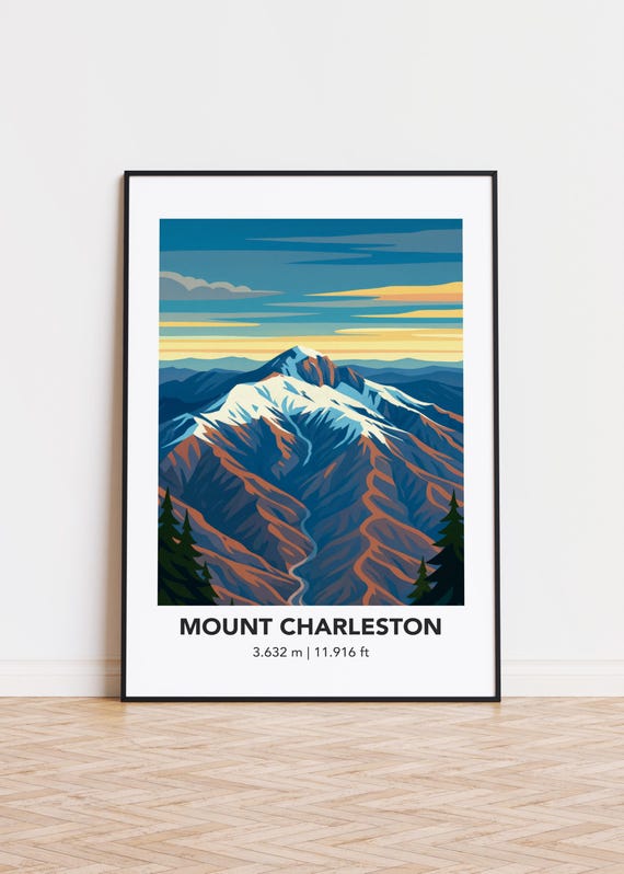 Mount Charleston Art Print Nevada Mountain Illustration