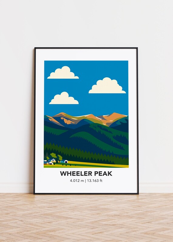 Wheeler Peak Illustration Art Print Mountain Landscape Poster