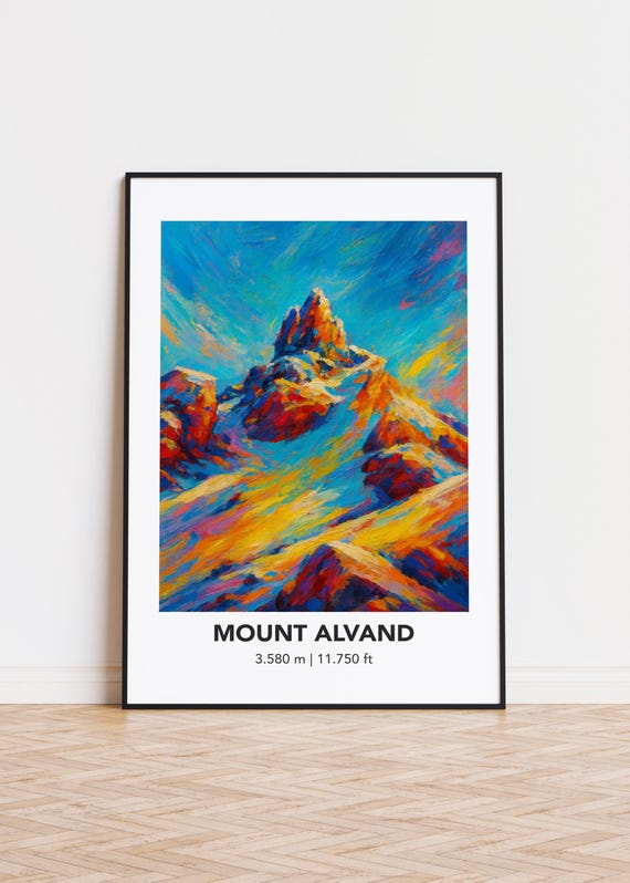 Mount Alvand Mountain Poster Modern Oil Painting Style Art Print