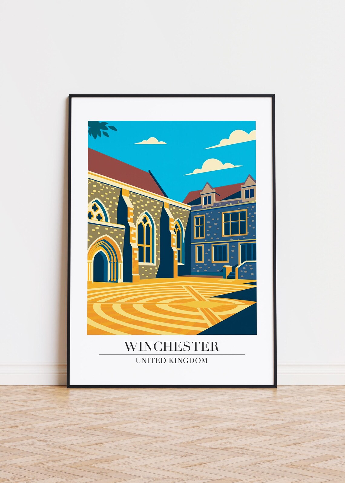 Winchester United Kingdom Medieval Courtyard Cathedral View Poster