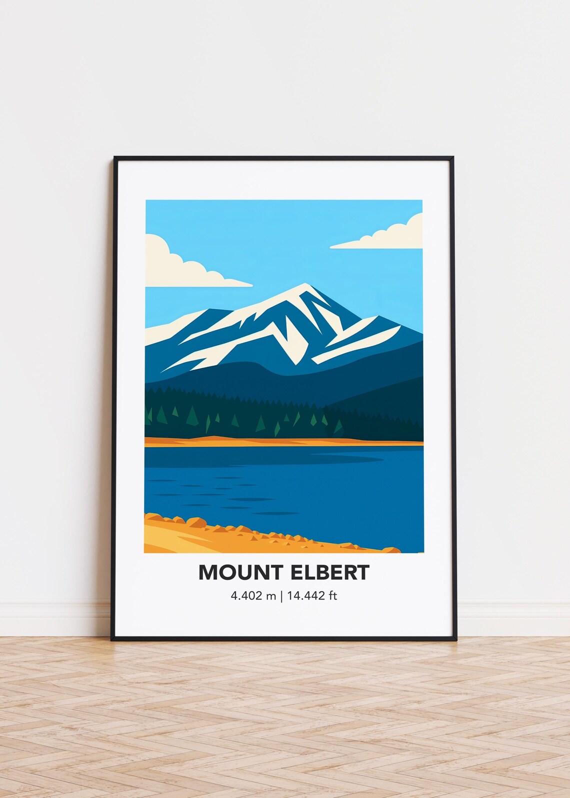 Mount Elbert, Colorado Mountain Illustration Art Print