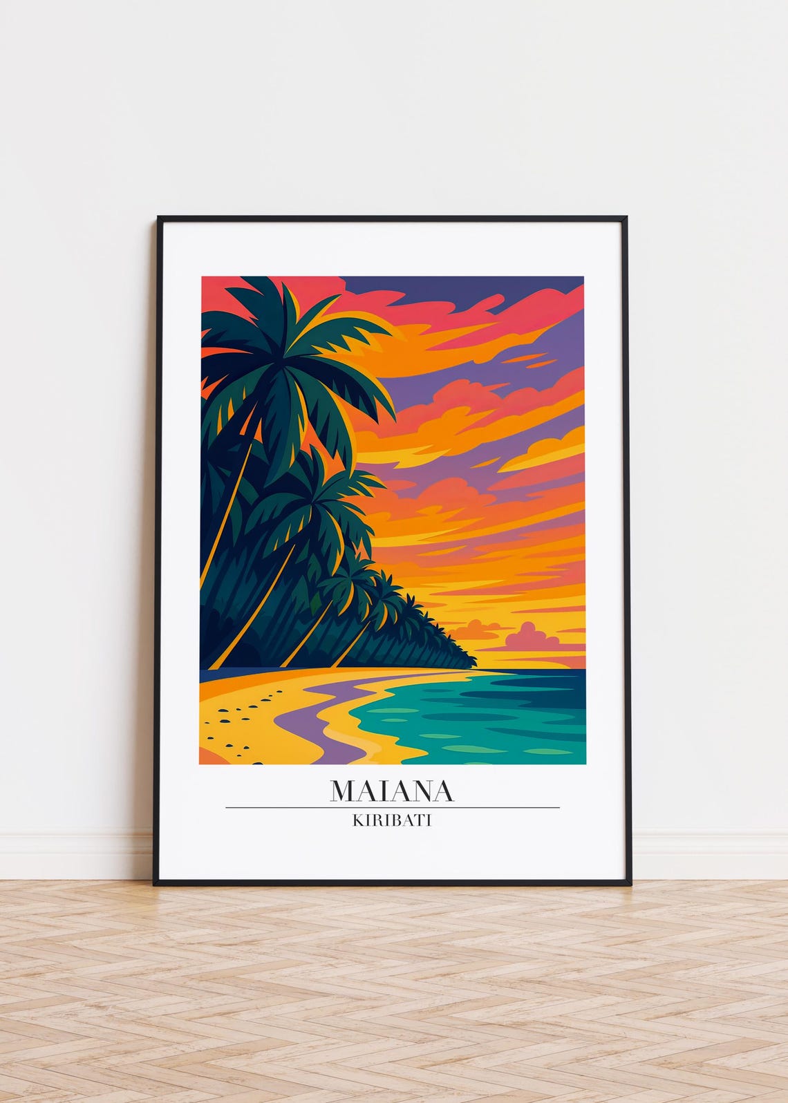 Maiana Cityscape Poster Kiribati Illustration Art