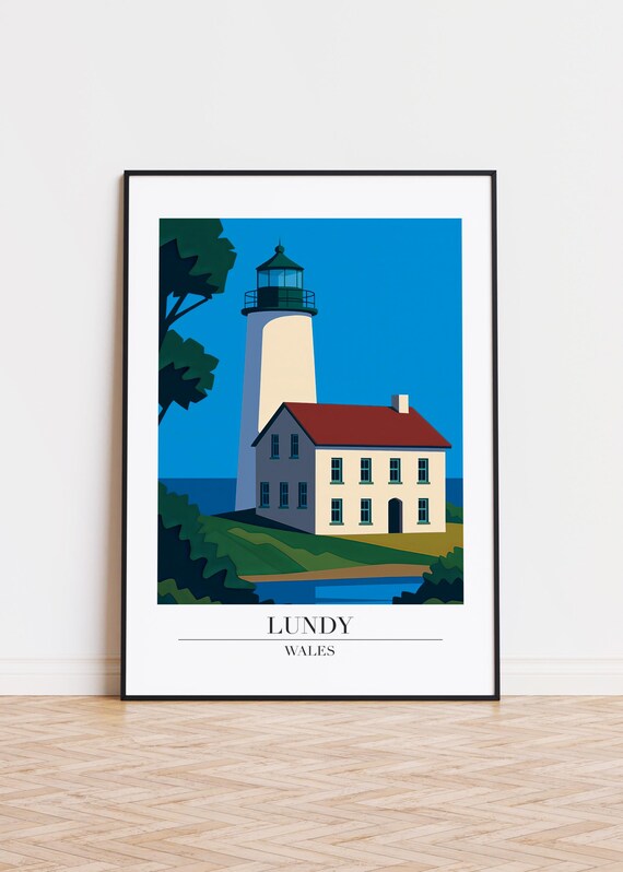 Lundy Wales Poster Modern Illustration Art Print