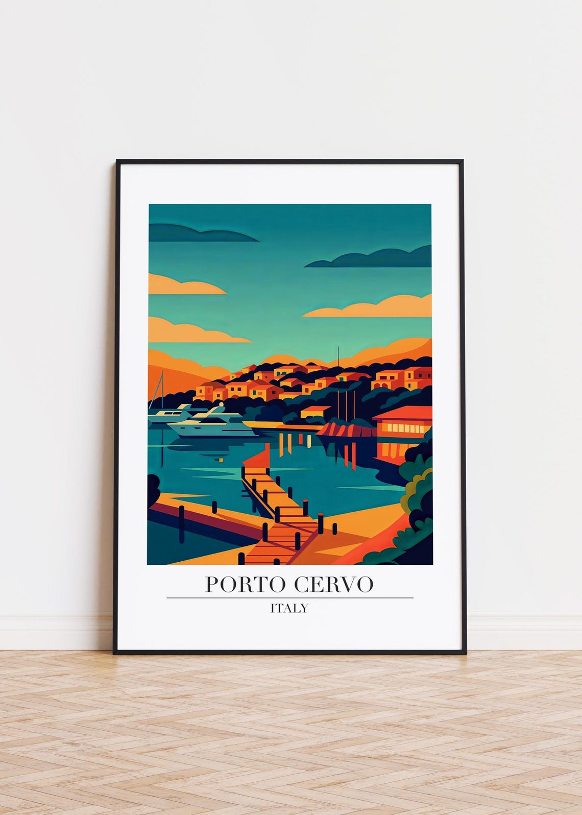 Porto Cervo Italy Modern Travel Poster