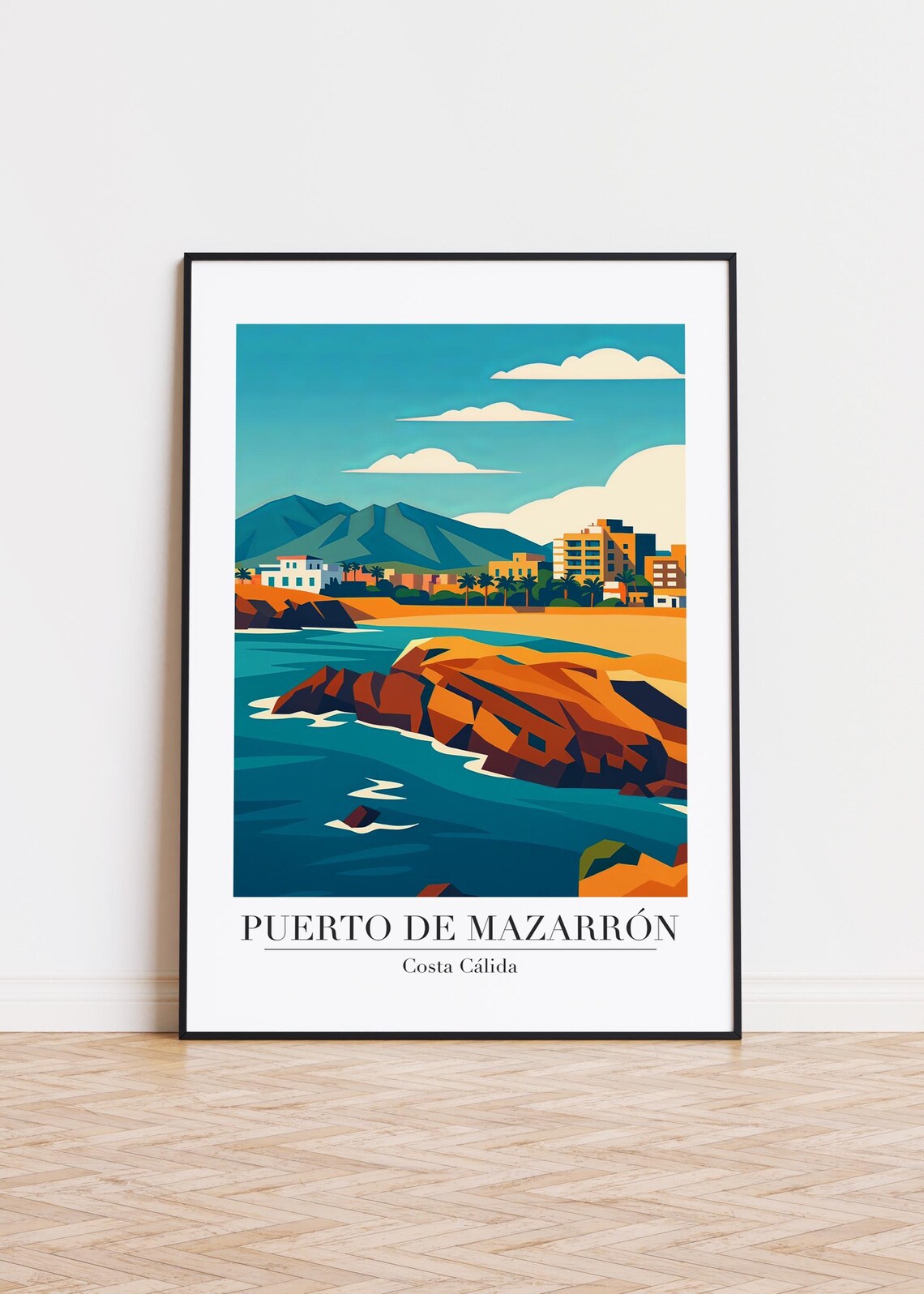Puerto de Mazarrón Costa Calida Seaside Rocks Travel Art Poster