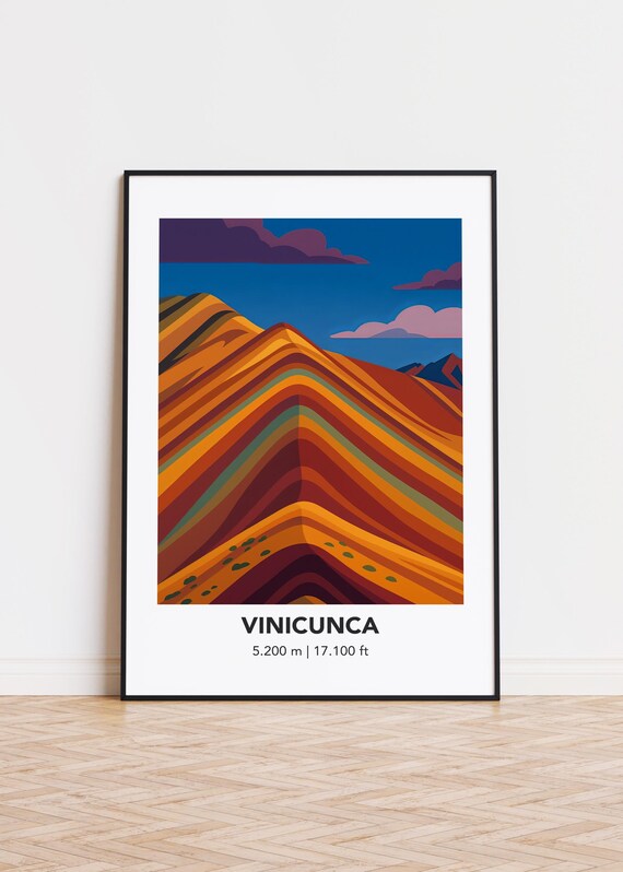 Vinicunca Mountain Print Colorful Illustration Art