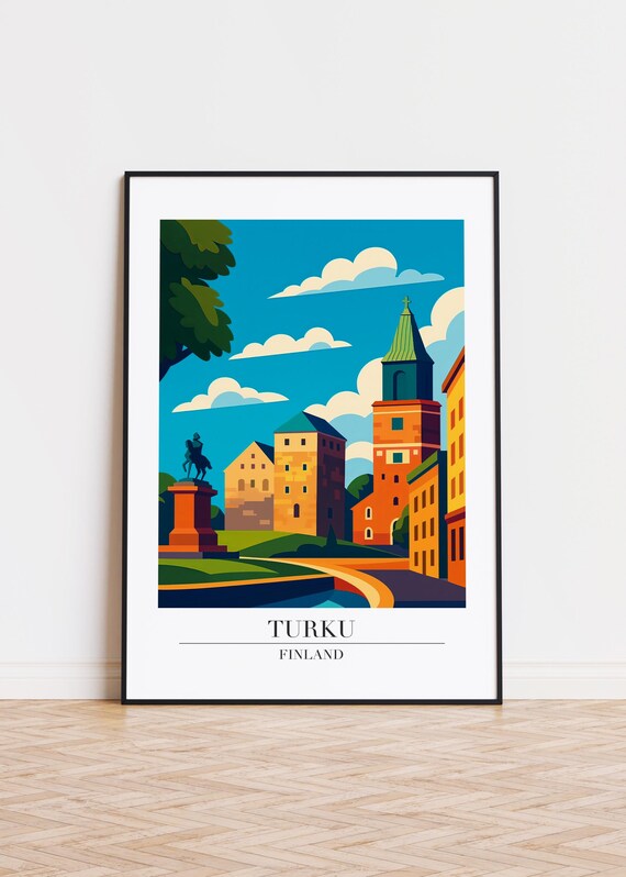 Turku Finland Poster Modern City Illustration Art