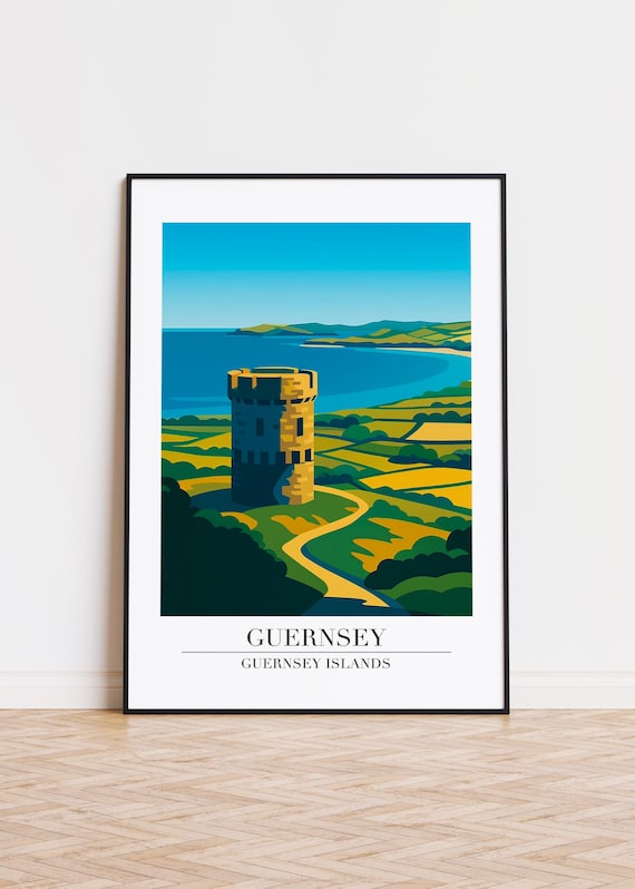 Guernsey Illustration Art Print Modern Island Travel Poster
