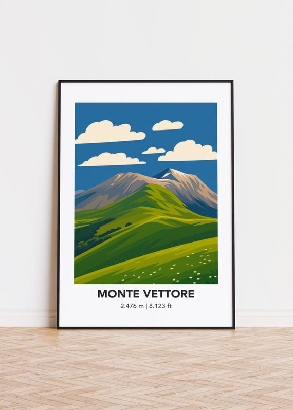 Monte Vettore Mountain Print Modern Minimalist Art Poster