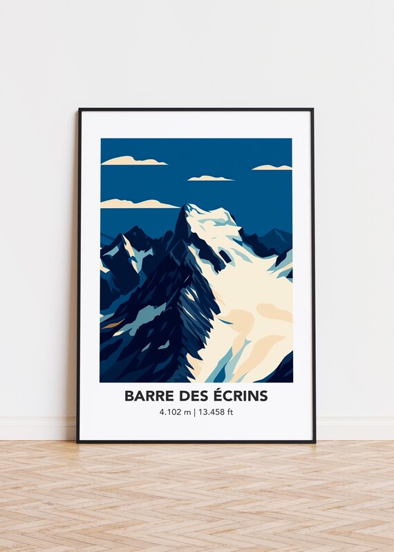 Barre Des Crins Mountain Art Print French Alps Illustration