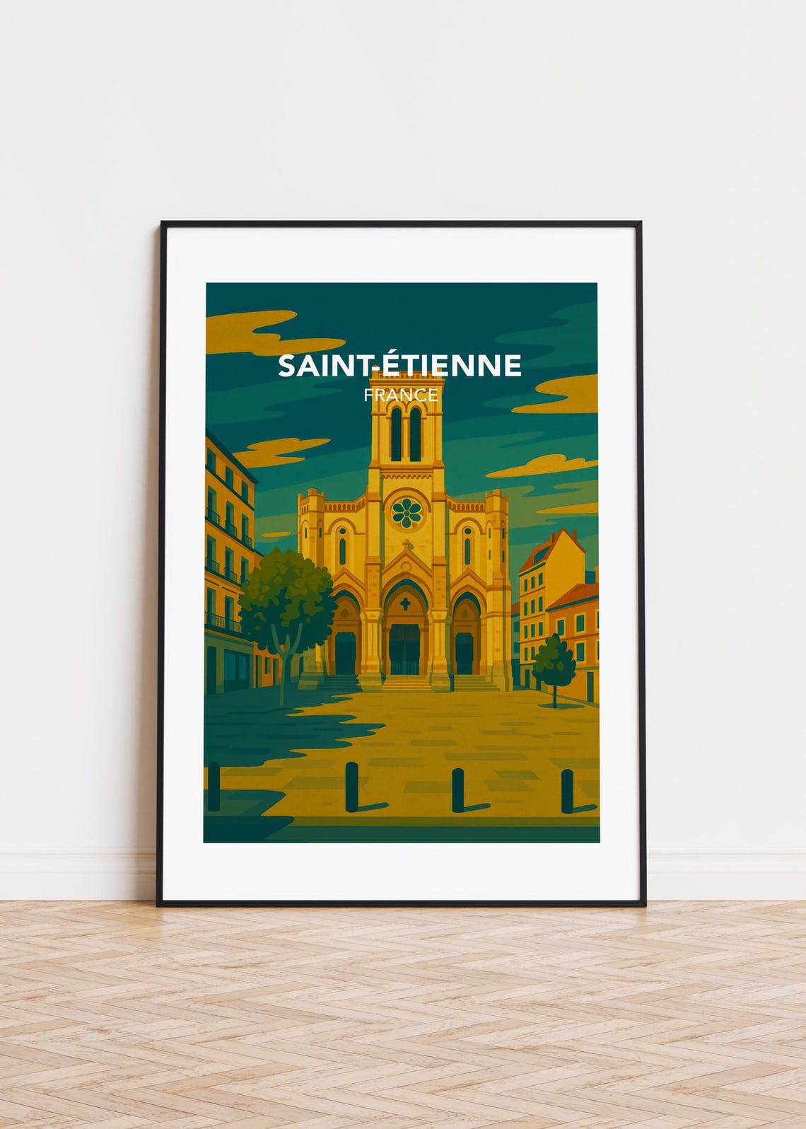 Sainttienne Cityscape Poster Modern Minimalist Art Print