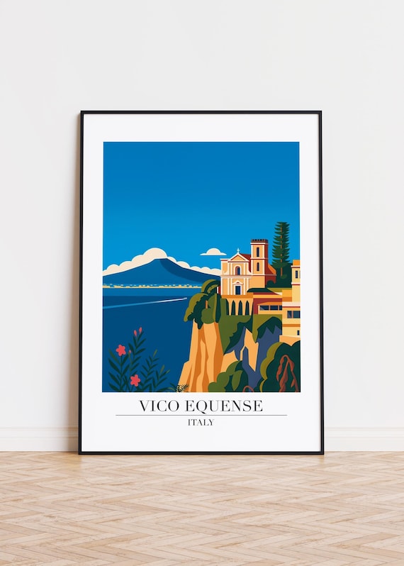 Vico Equense Italy Poster, Modern Travel Illustration