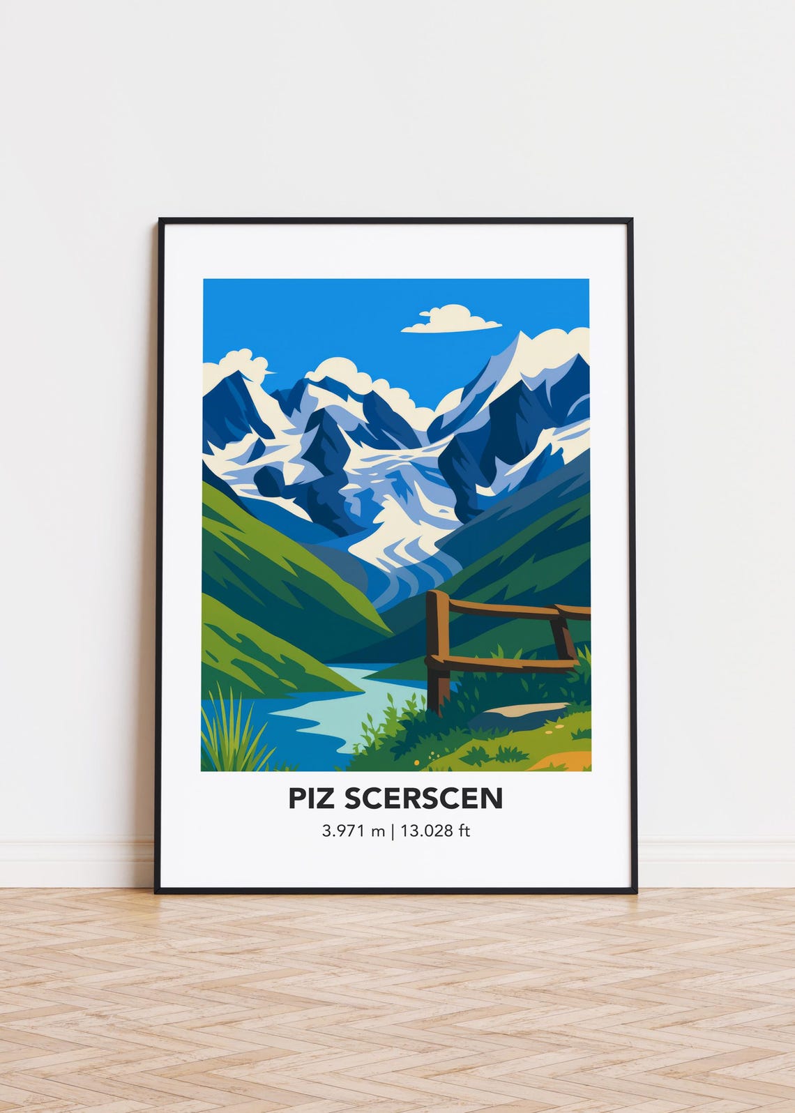 Piz Scerscen Mountain Art Print Modern Minimalist Decor