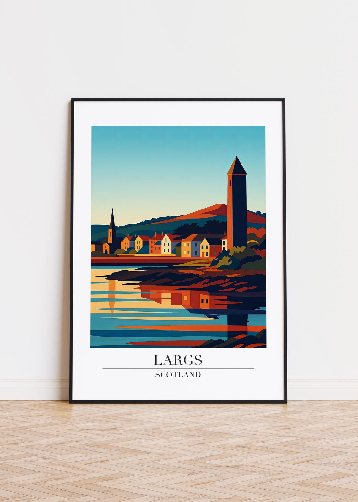 Largs Scotland Coastal Town Tower Sunset Waterfront View Poster