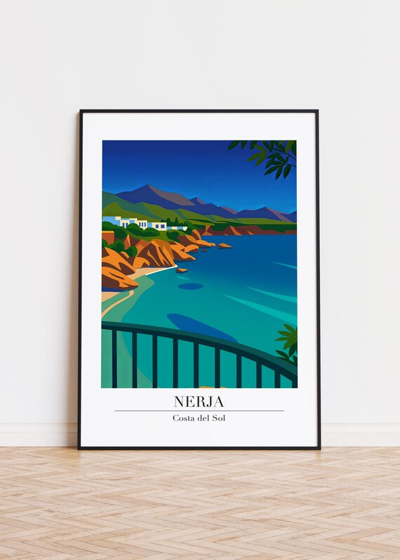 Nerja Costa Del Sol Bay View Balcony Turquoise Sea Travel Poster