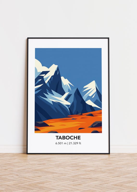 Taboche Mountain Poster, Modern Illustration