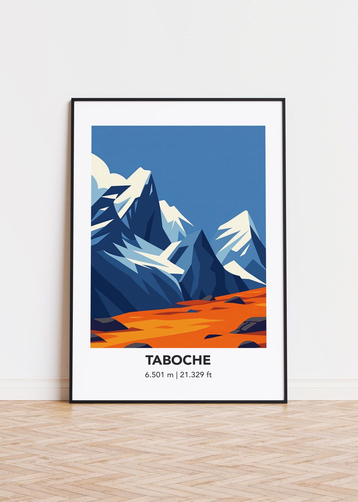 Taboche Mountain Poster, Modern Illustration