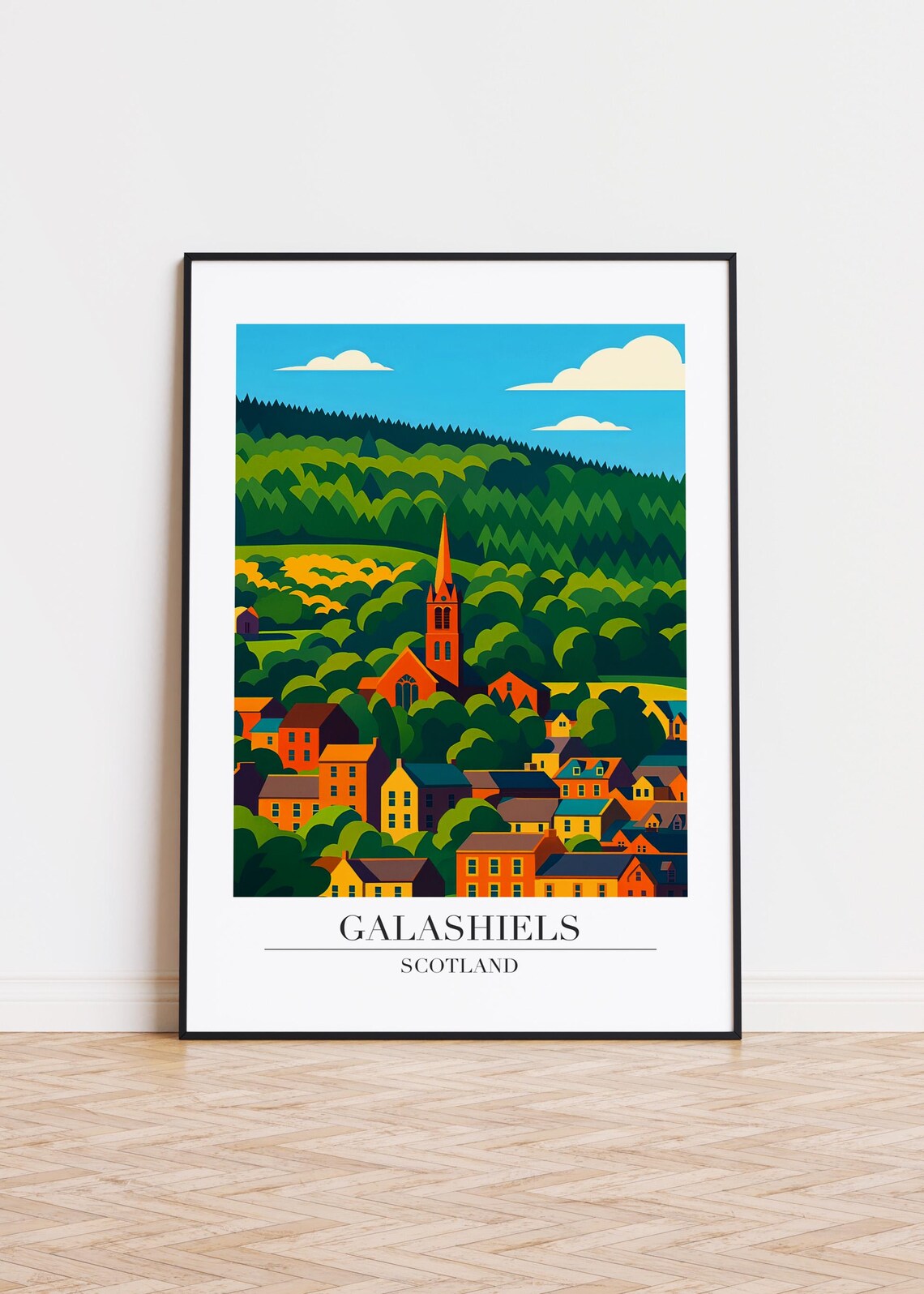 Galashiels Scotland Skyline Poster Print
