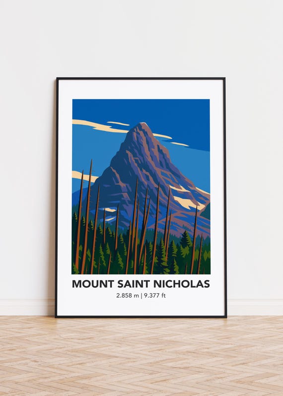 Mount Saint Nicholas Print Modern Minimalist Mountain Art Poster
