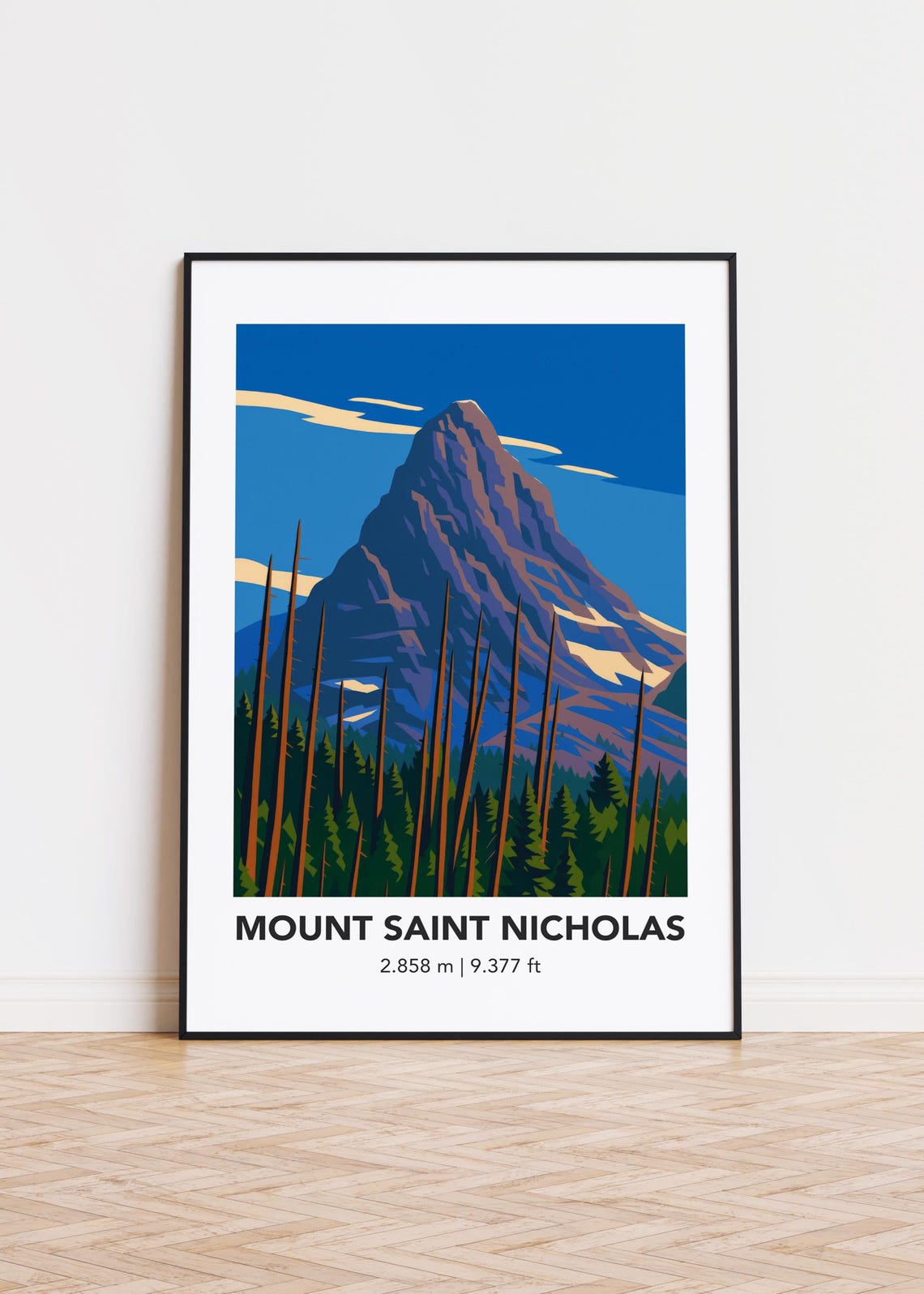 Mount Saint Nicholas Print Modern Minimalist Mountain Art Poster