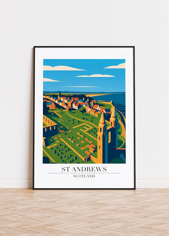 St Andrews Scotland Cathedral Ruins Coastal Town Travel Art Poster