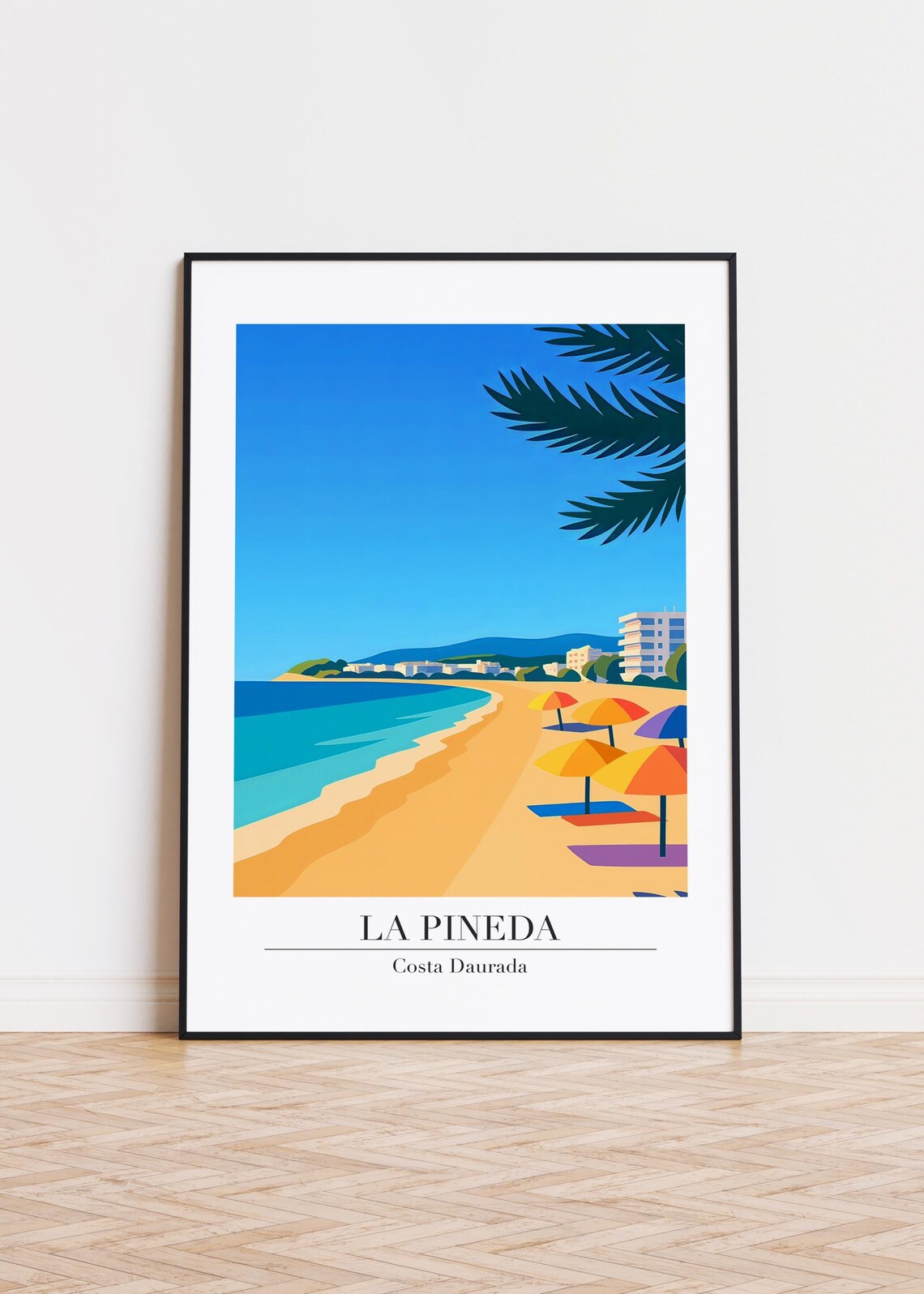 La Pineda Costa Daurada Spain Sunny Beach Umbrellas Travel Poster