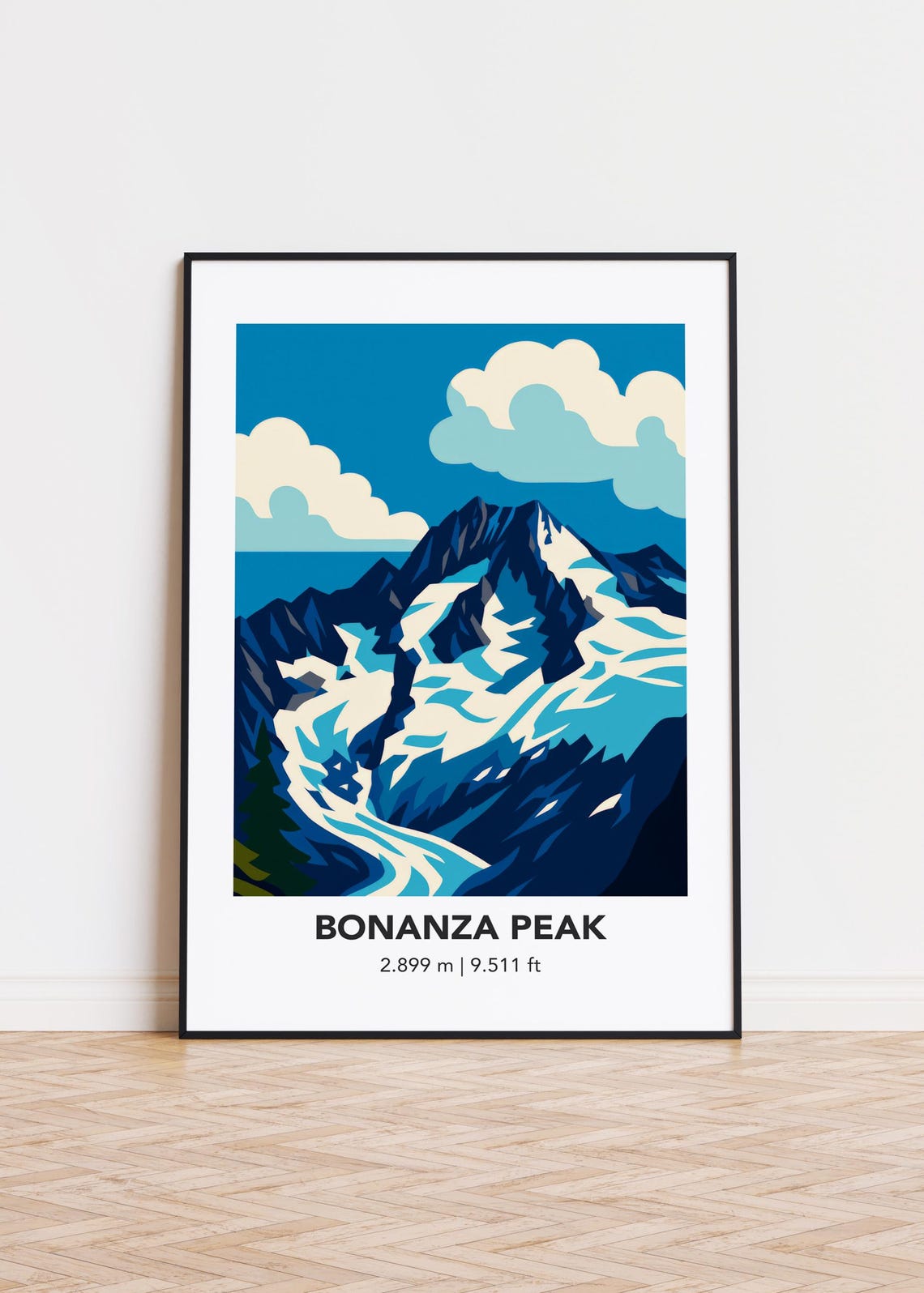 Bonanza Peak Mountain Print Modern Minimalist Wall Art