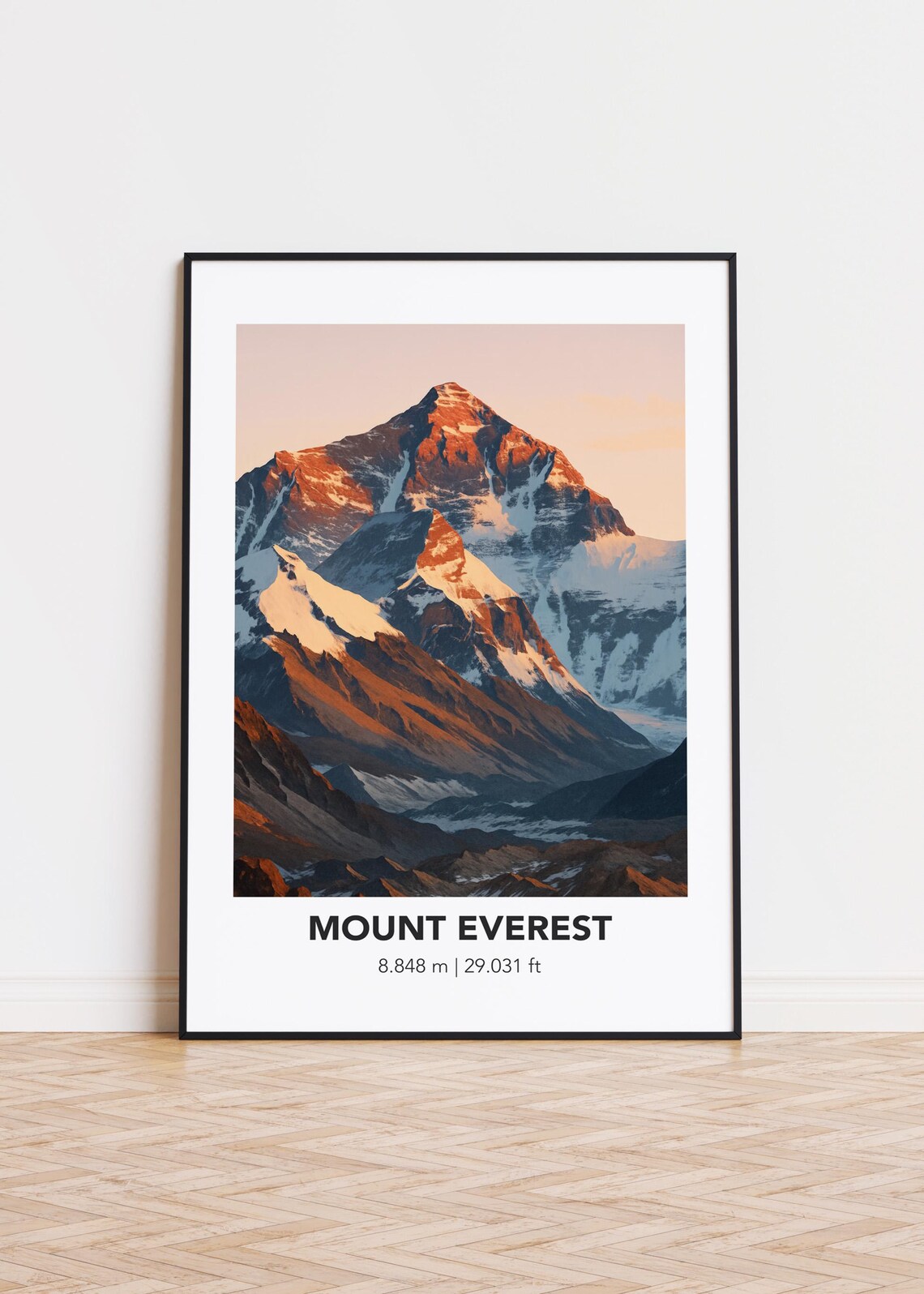 Mount Everest Illustrated Mountain Art Print